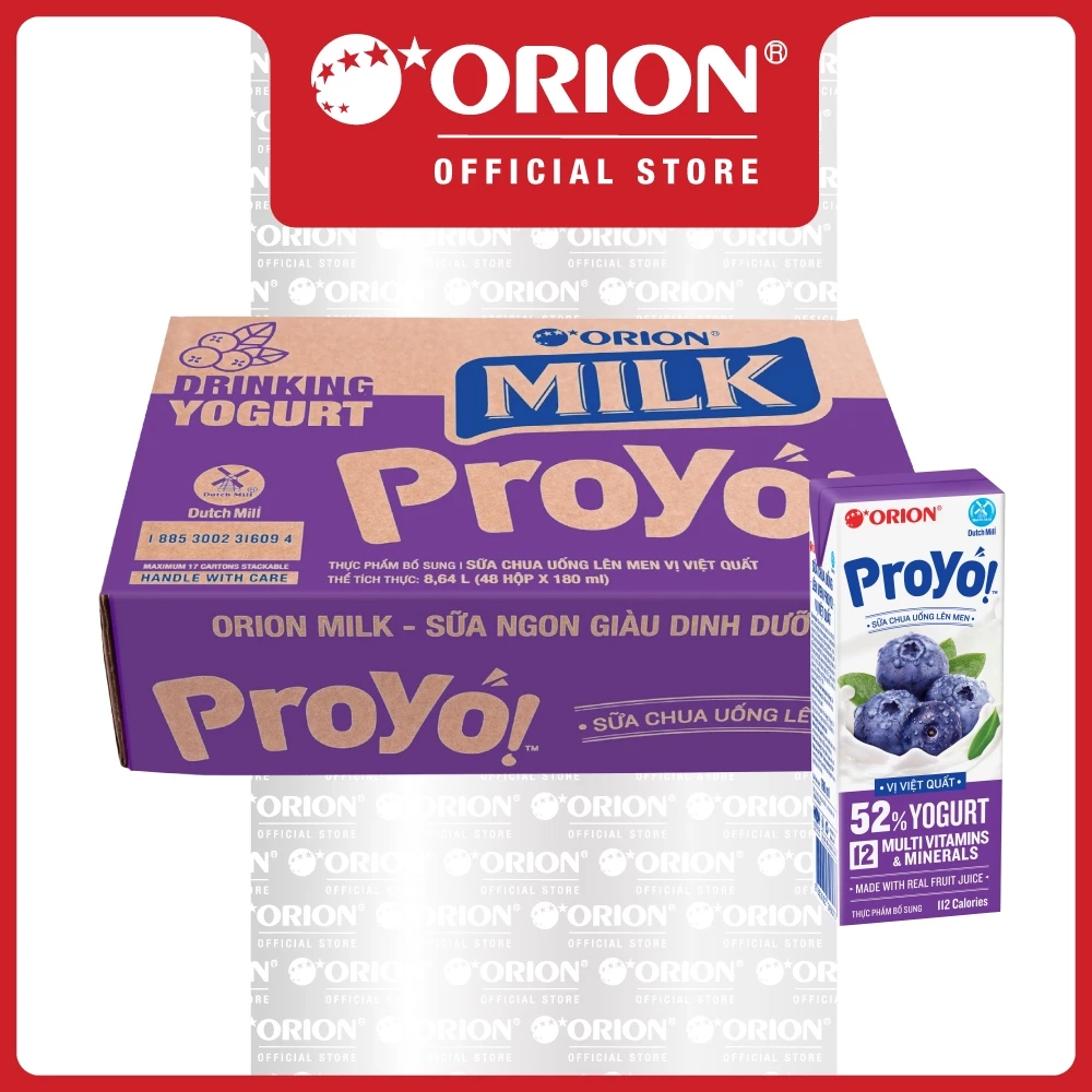 【大容量でお得！】ORION ProYo 飲むヨーグルト ブルーベリー味 180ML × 48本入り 腸活にも！