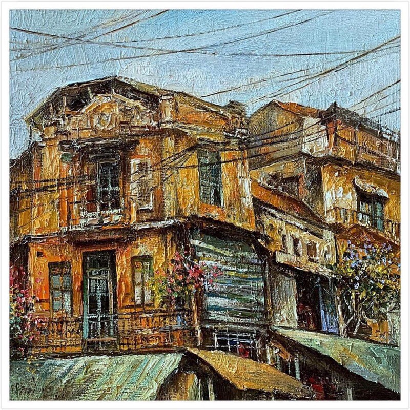 絵画 ベトナムの古民家