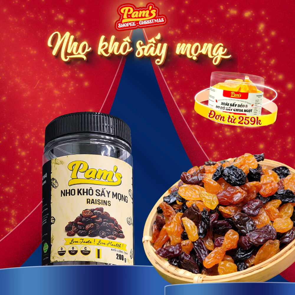 Pams (パムス) 無加糖ジューシー干しぶどう 200g 天然の甘酸っぱさ