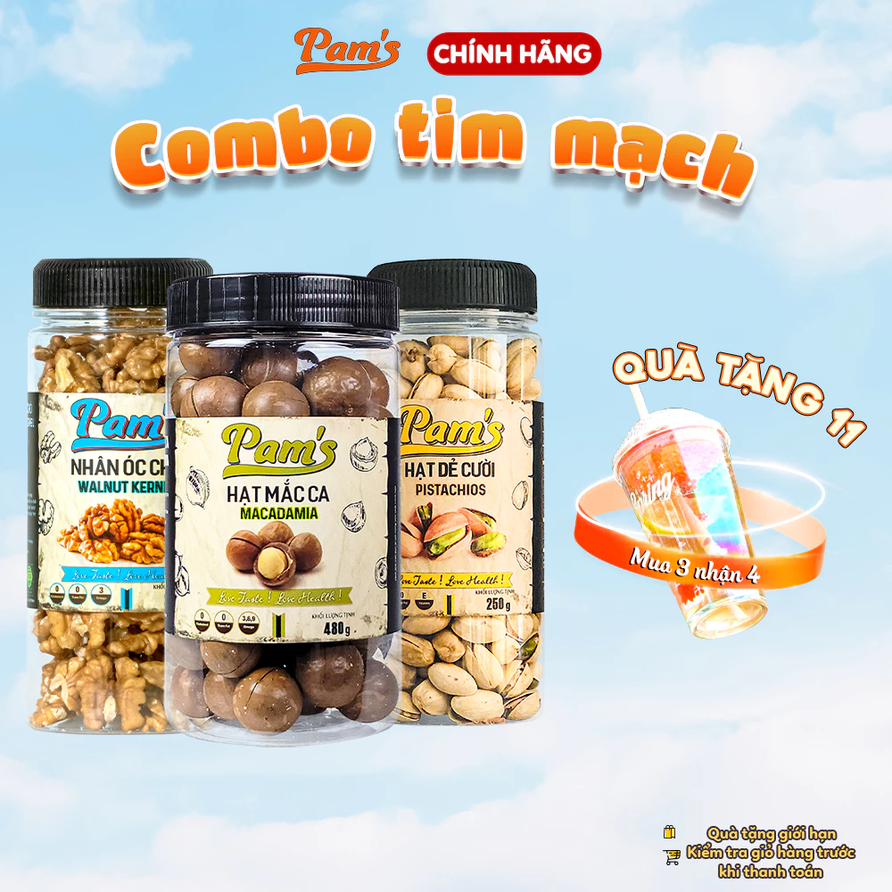 Pams フェスティバル限定プレミアムナッツセット：殻付きマカダミア480g + クルミ200g + ピスタチオ250g