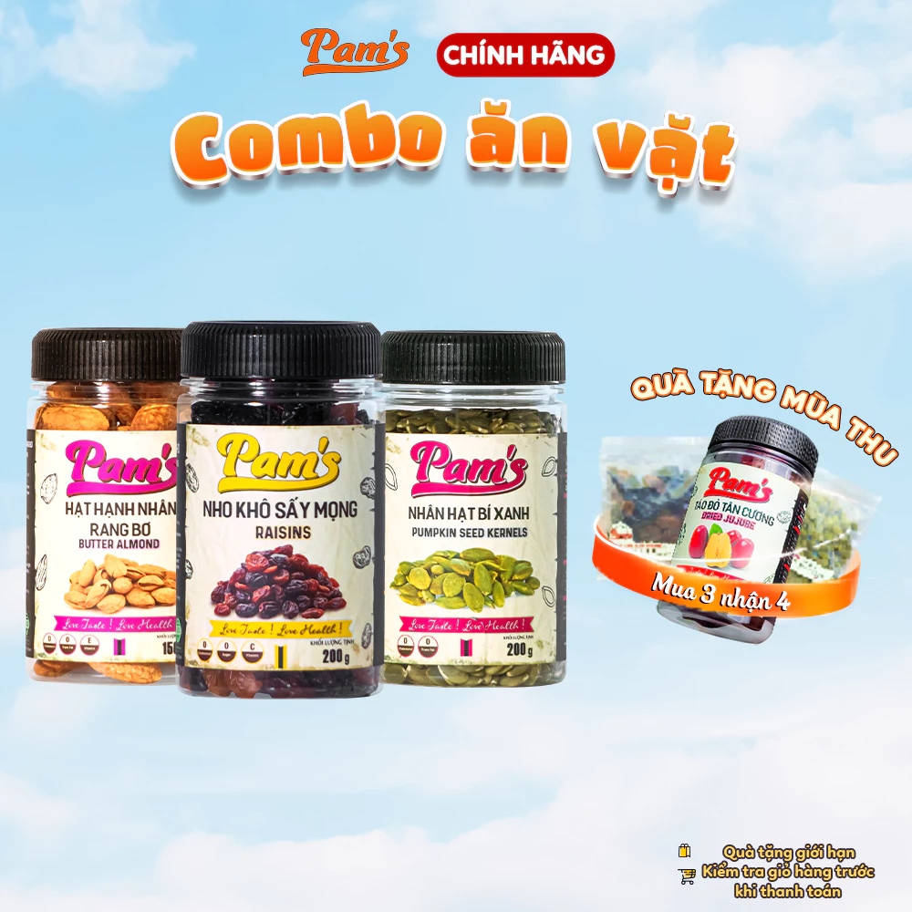 Pams ヘルシースナックコンボ：ドライレーズン・ローストアーモンド・カボチャの種