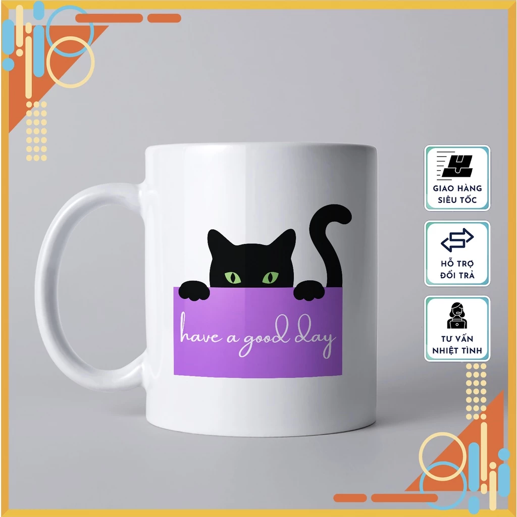 模様パターン04 - かわいい猫デザインのセラミックマグカップ | 高級ギフト、日常使いに