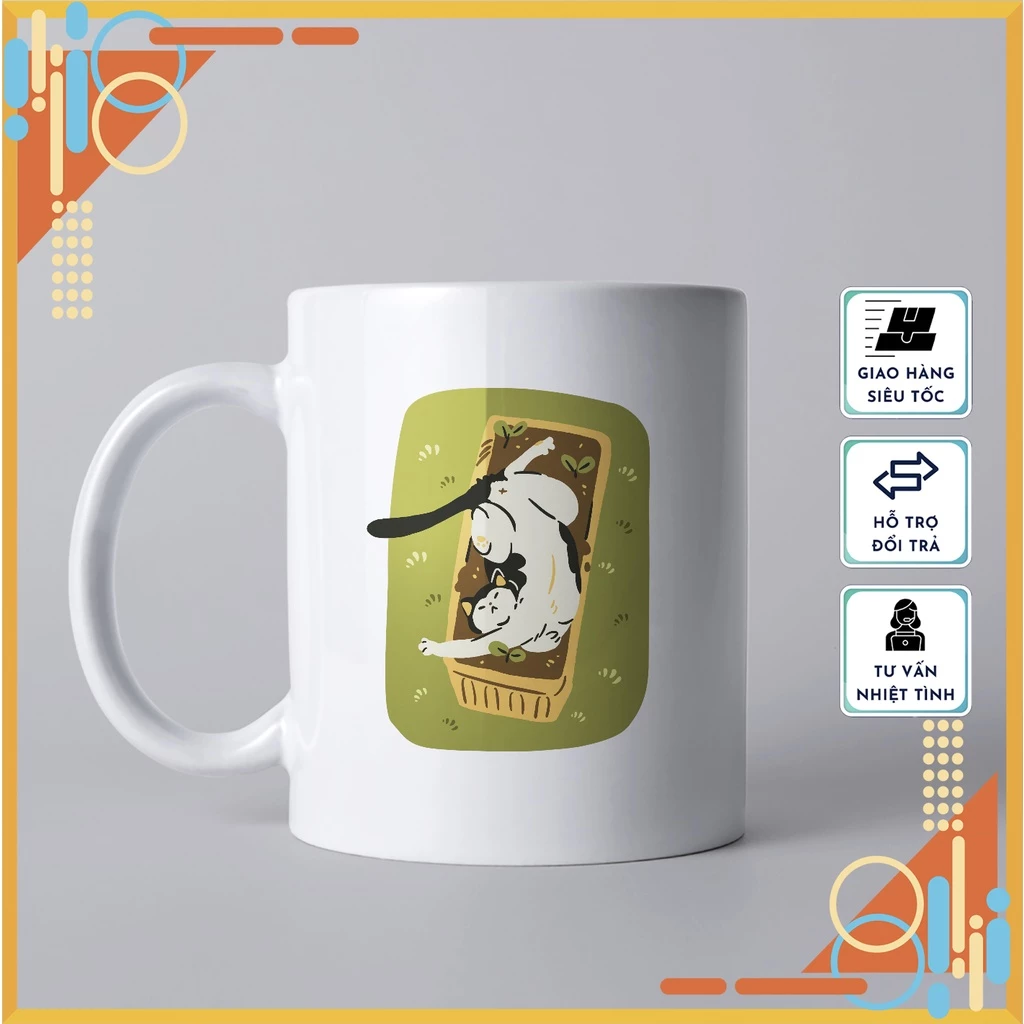 パターン22 - 可愛い猫柄マグカップ（セラミック製）高級ギフト・普段使いにも