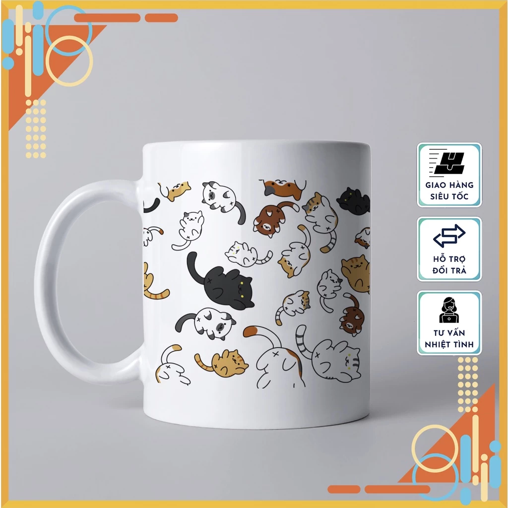 猫柄セラミックマグカップ『パターン24』可愛い猫デザイン - 高級ギフト・日常使いに最適！