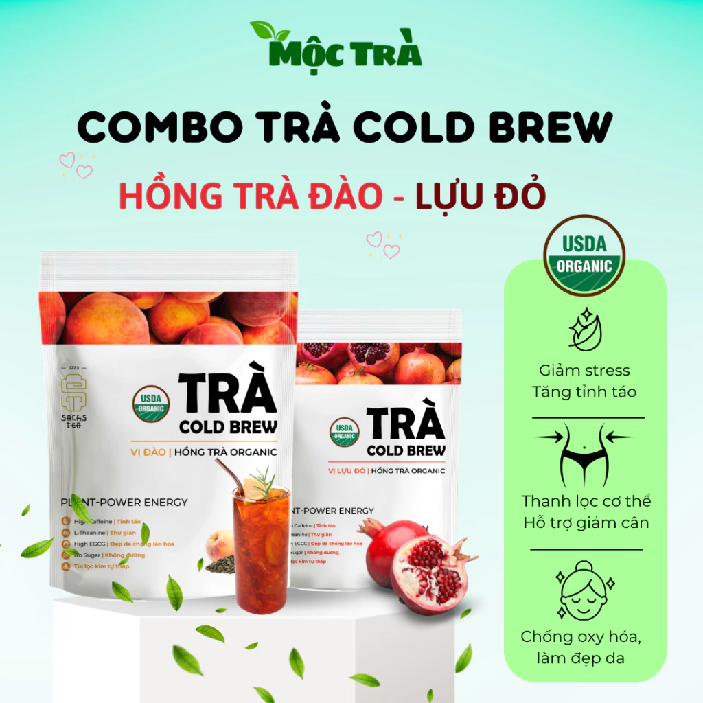 桃＆ザクロ風味コールドブリュー紅茶 – 有機スノーシャンティー、デトックス、ダイエットサポート