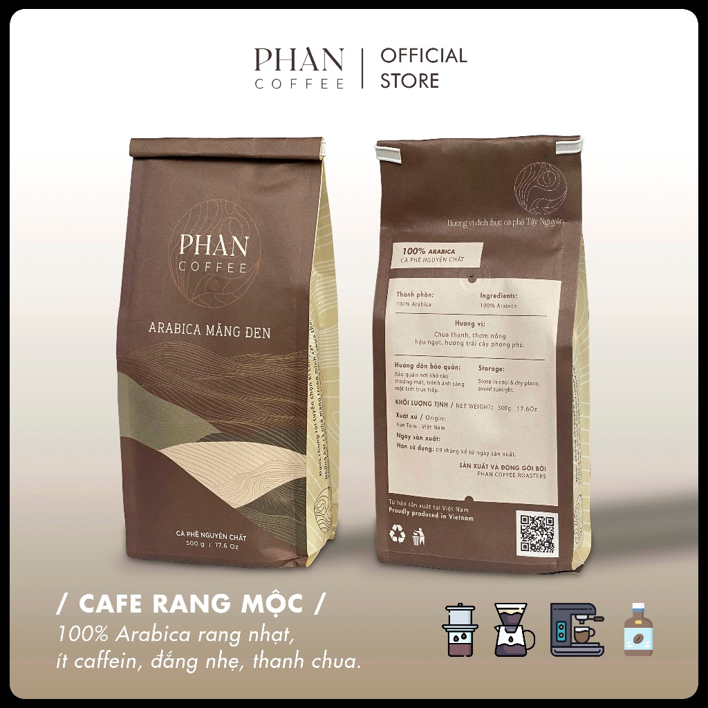 Phan Coffee プレミアム アラビカ コーヒー 軽い苦味と爽やかな酸味 500g