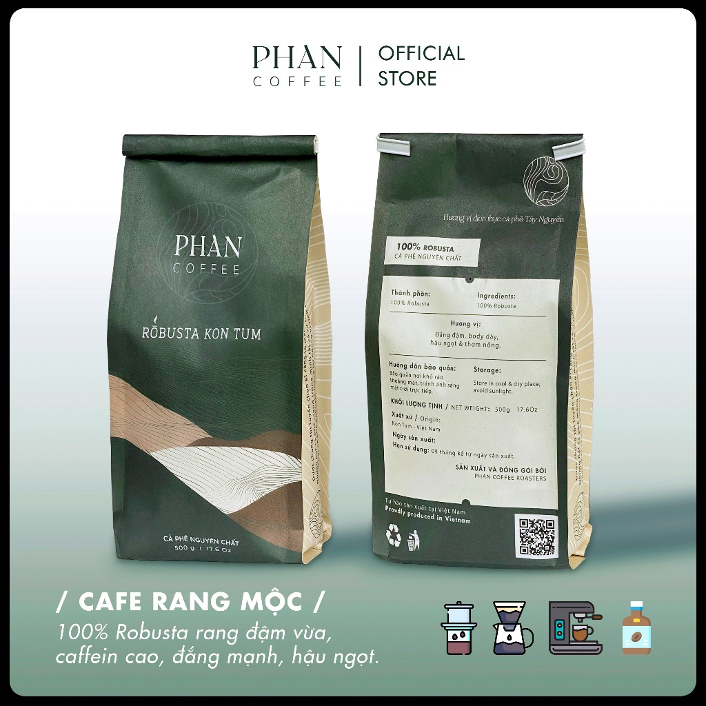 Phan Coffee ロブスタ コーヒー 深煎り 完熟高原産 濃厚 エスプレッソ 500g