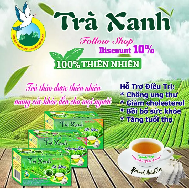 緑茶 パンダンリーフ風味 20袋 x 2g ティーバッグ Tra Thao Duoc Nguyen Thai Trang