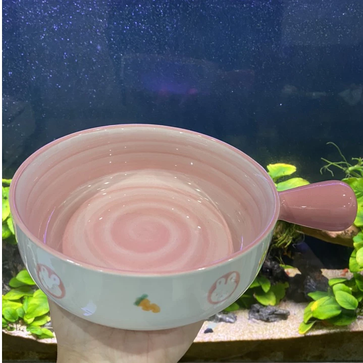 ピンクうさぎのぽってりミニフライパン皿 - かわいい食卓デコレーション
