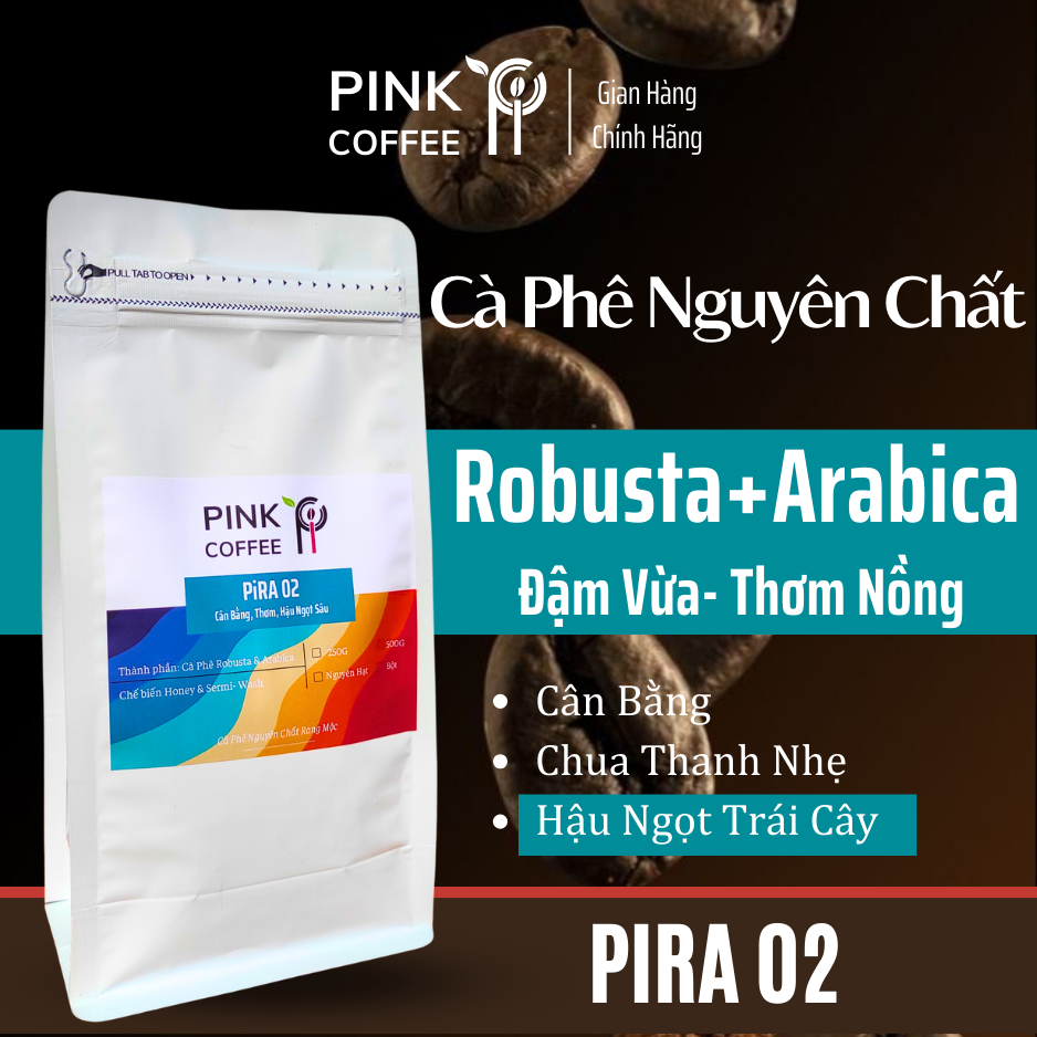 PIRA Coffee 02 Gu ジャストミックス ロブスタとアラビカ フィルターコーヒーマシン ピュアローストモックピンクコーヒー - 250gr - フィルター抽出