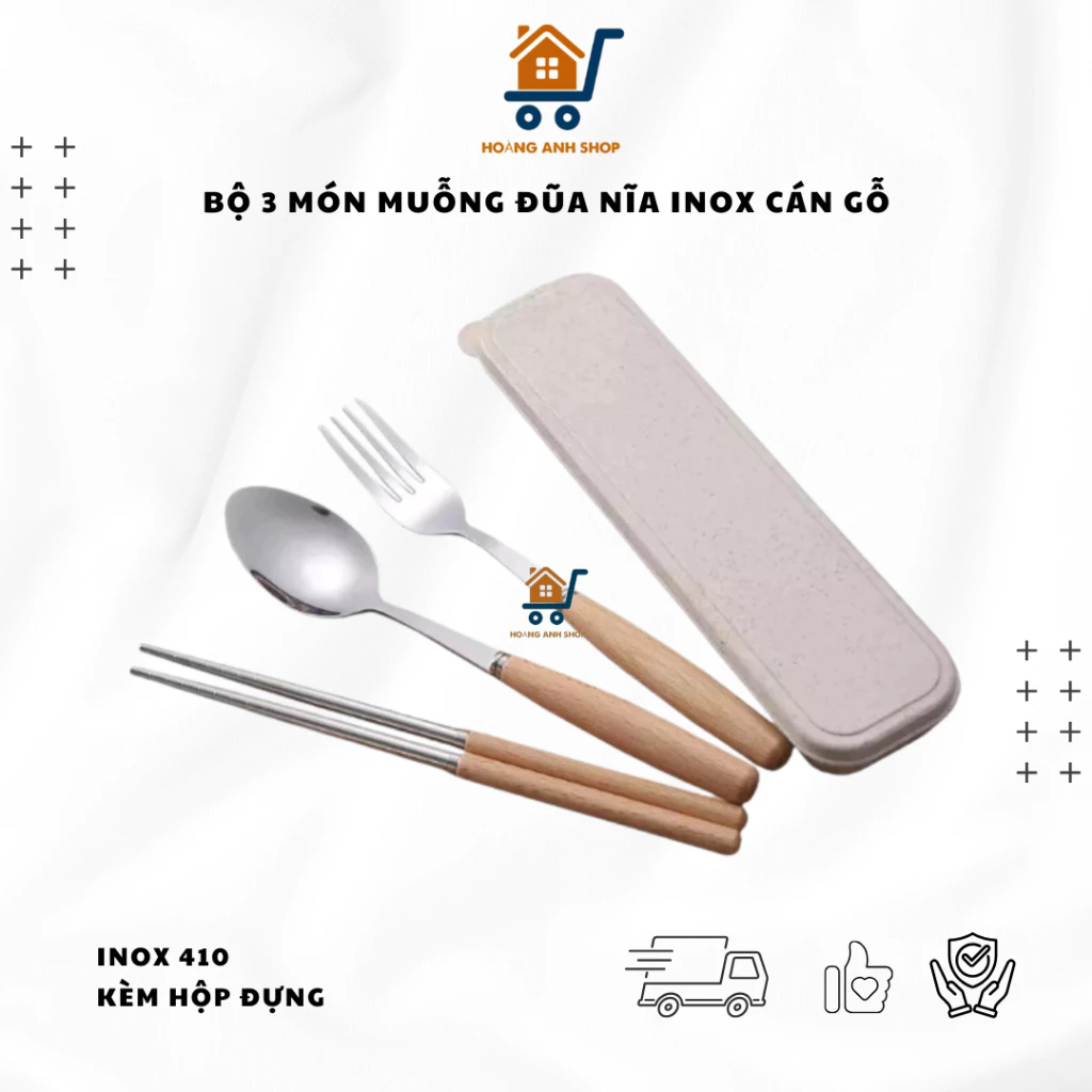 ステンレス製エコカトラリーセット – 木製/プラスチック製ハンドル – 携帯用麦わらケース付き