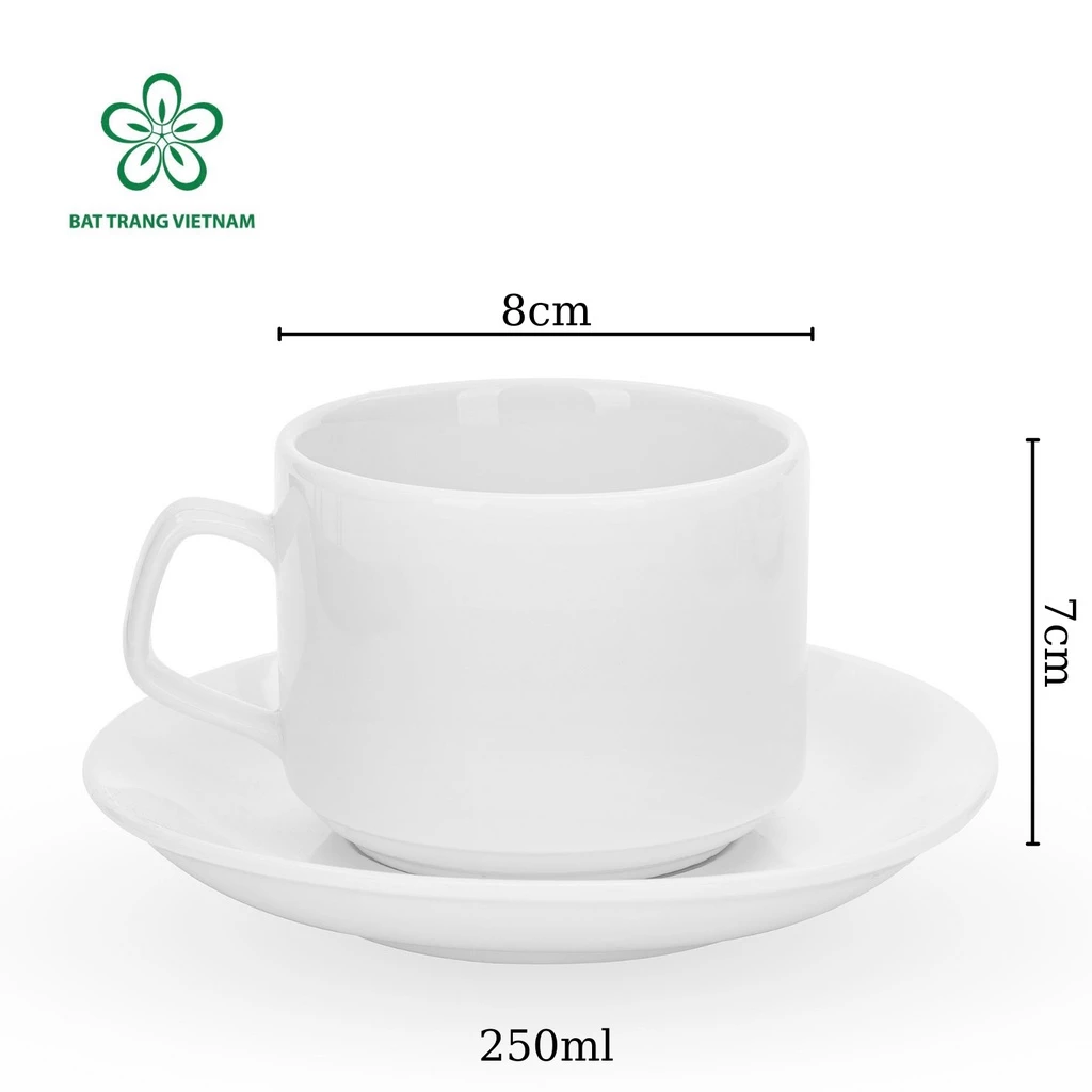 【ベトナム バッチャン焼き】高級 雲石柄 セラミックマグカップ 250ml (白) - コーヒー・ティーに最適