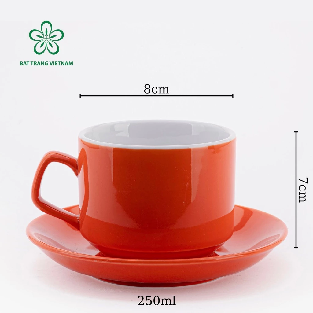 バッチャン高級石目調セラミックマグカップ 250ml オレンジ - コーヒー・お茶兼用