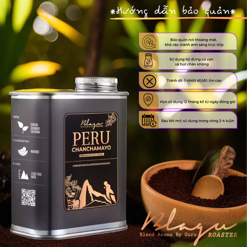 【Blagu Coffee】プレミアム スペシャルティコーヒー エスプレッソ用極細挽き | ペルー チャンチャマヨ産 | 100%アラビカ豆（カトゥアイ種）| 中煎り 250g