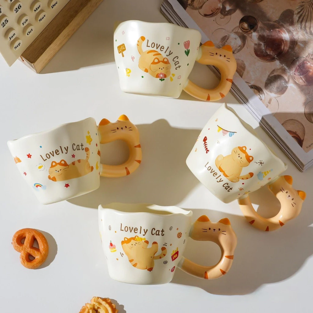 高級猫型陶器マグカップ - 女性への誕生日プレゼント、カップル記念品