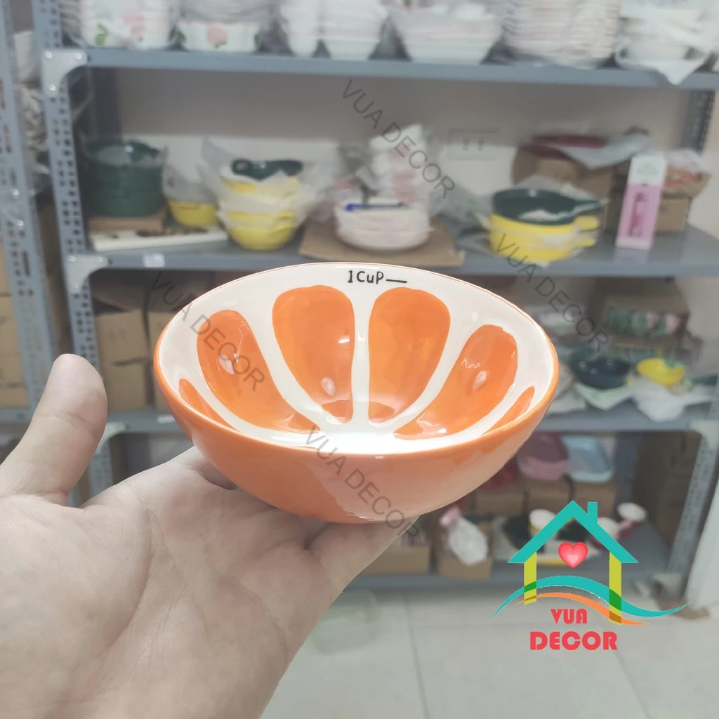 高級陶器製レモンオレンジ柄食器セット - ご飯茶碗・プレート - おしゃれで可愛い食卓に