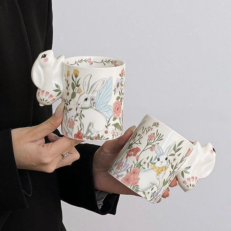 かわいいアニメ柄ペアマグカップ 高級陶器製 女性向けギフト