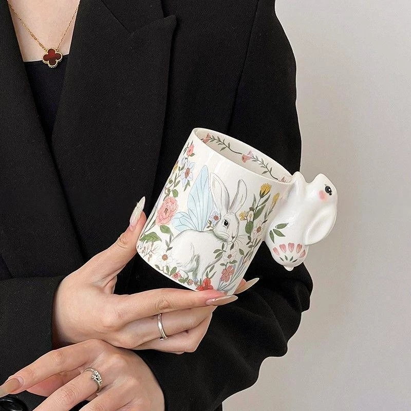 かわいいアニメ柄ペアマグカップ 高級陶器製 女性向けギフト