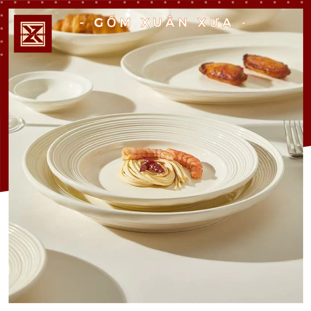 欧風エレガント白磁器皿コンボセット：丸皿・深皿・浅皿