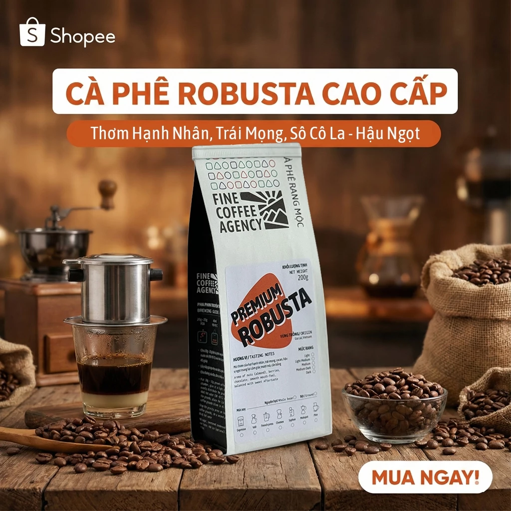 プレミアムロブスタ グラライ産 挽き豆コーヒー（完熟度95%） - エスプレッソミディアム - カカオ＆アーモンドの香り - 濃厚でなめらか 500g