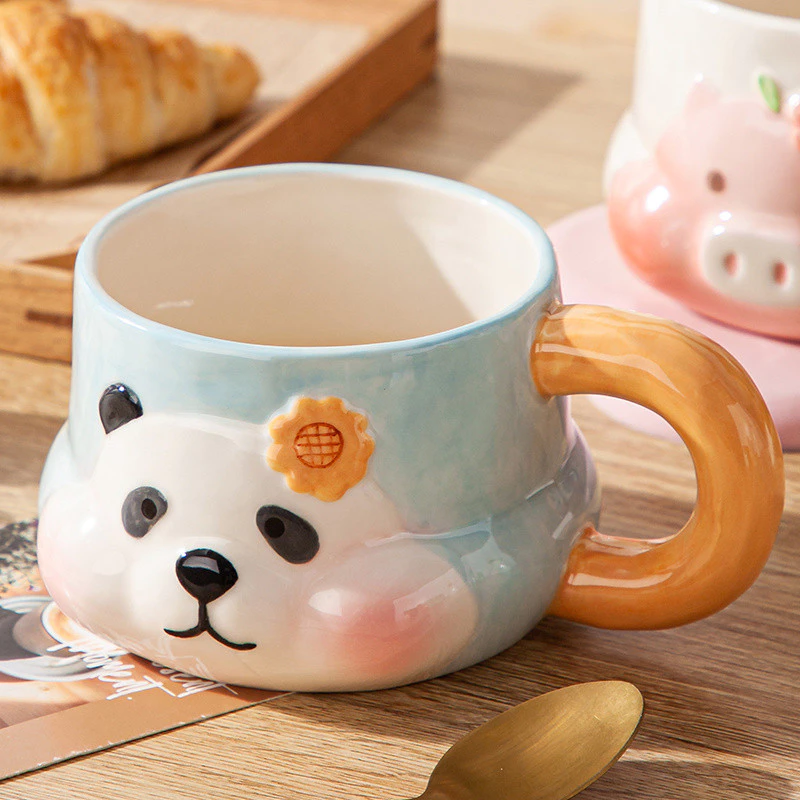 高級パンダ柄セラミックマグカップ - クリエイティブなペアギフト、オフィスコーヒー、お土産に