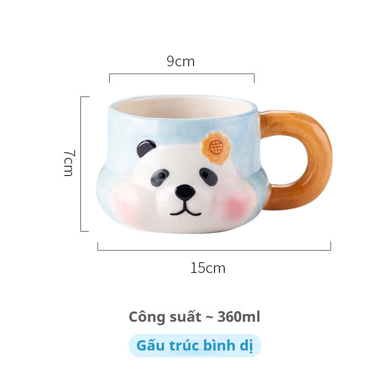 高級パンダ柄セラミックマグカップ - クリエイティブなペアギフト、オフィスコーヒー、お土産に