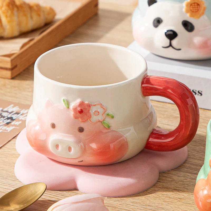 プレミアムピンクピッグセラミックマグカップ - カップル＆オフィス向けクリエイティブギフト、コーヒー＆お土産