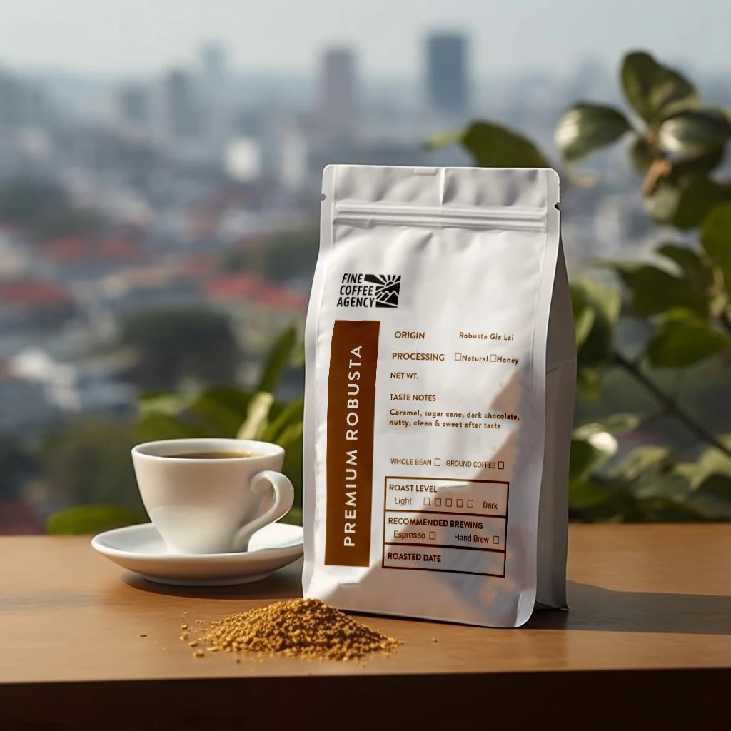 【ベトナム・Gia Lai産】プレミアムロブスタコーヒー豆 (完熟度95%) - エスプレッソ中煎り 500g | カカオ&アーモンド香る濃厚で滑らかな一杯