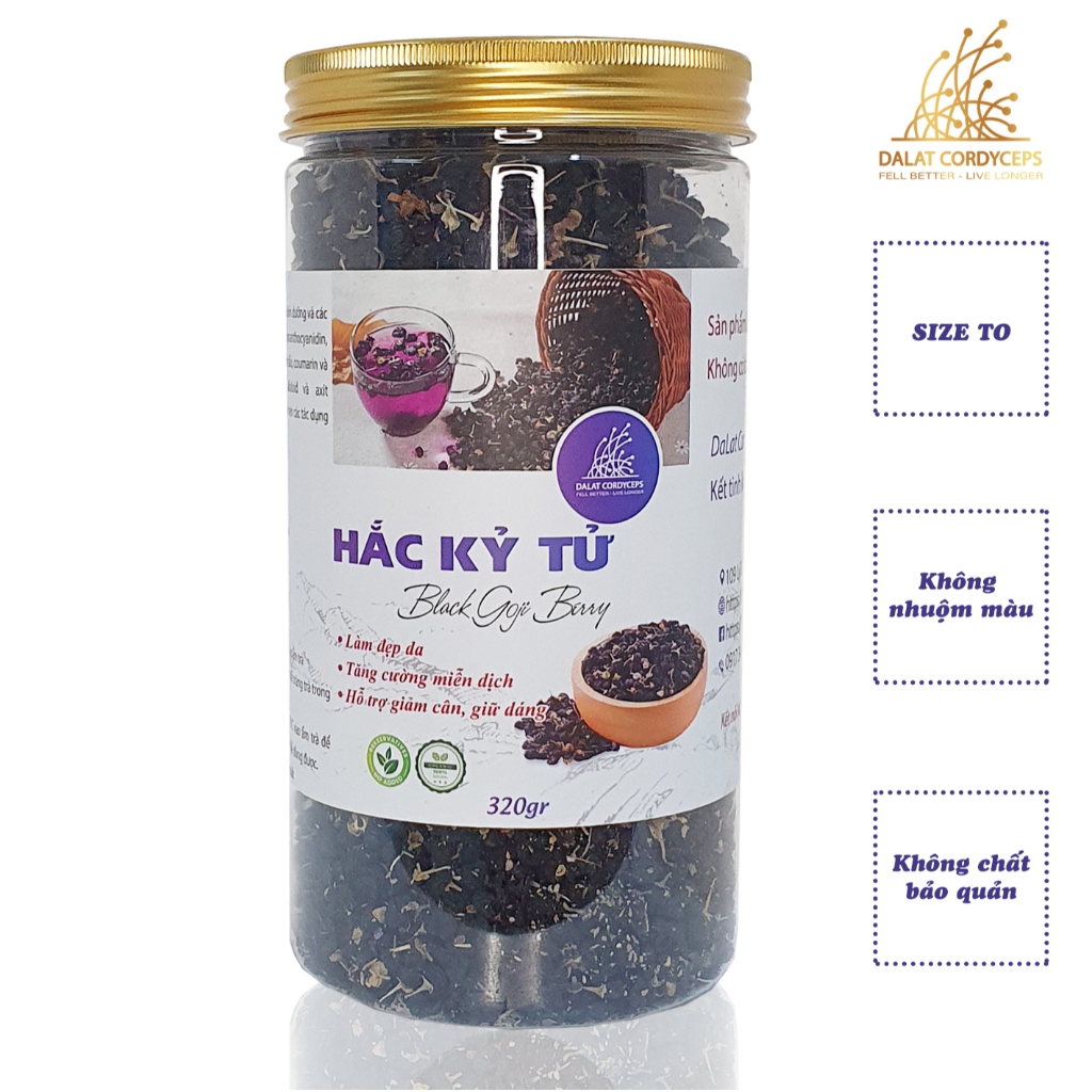 Dalat Cordyceps プレミアム ブラックゴジベリー 乾燥果実 320g Dalat Cordyceps