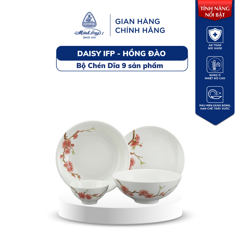セラミック 茶碗と皿のセット 9商品 花柄 Hong Dao Minh Long