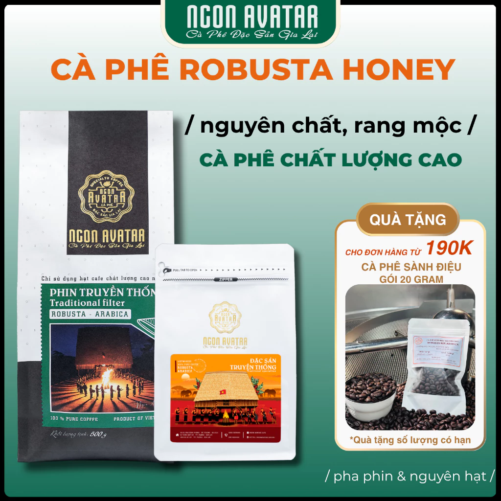 純粋100% ロブスタハニー モック焙煎コーヒー 伝統的深味＆後味の甘さ持続 250g - Phinフィルター用細挽き