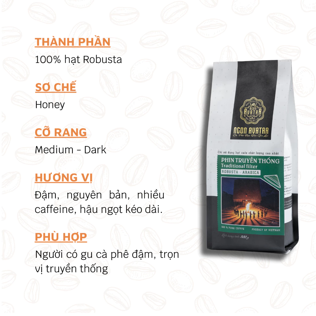 純粋100% ロブスタハニー モック焙煎コーヒー 伝統的深味＆後味の甘さ持続 250g - Phinフィルター用細挽き