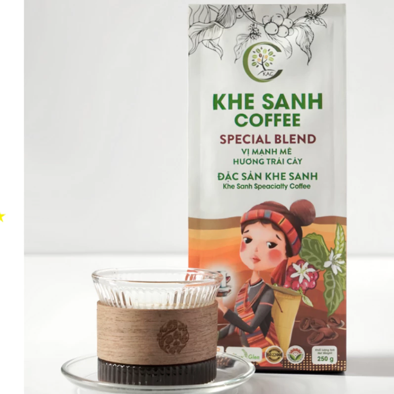 ケサン産アラビカ＆ロブスタブレンドコーヒー粉 250g（エスプレッソ用極細挽き）