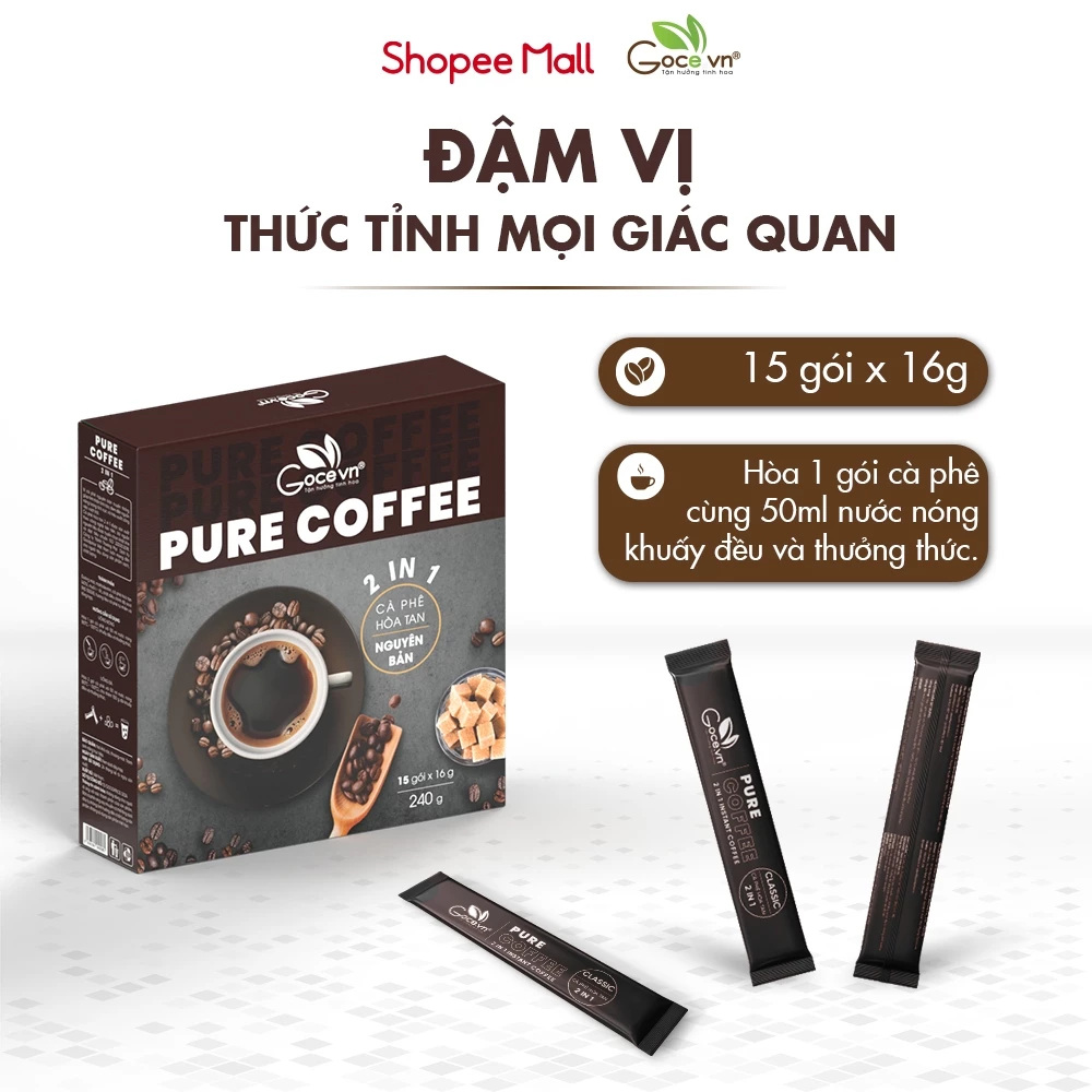 ピュアコーヒー ゴーチェ ブラック インスタントコーヒー 2in1 240g (15袋x16g)