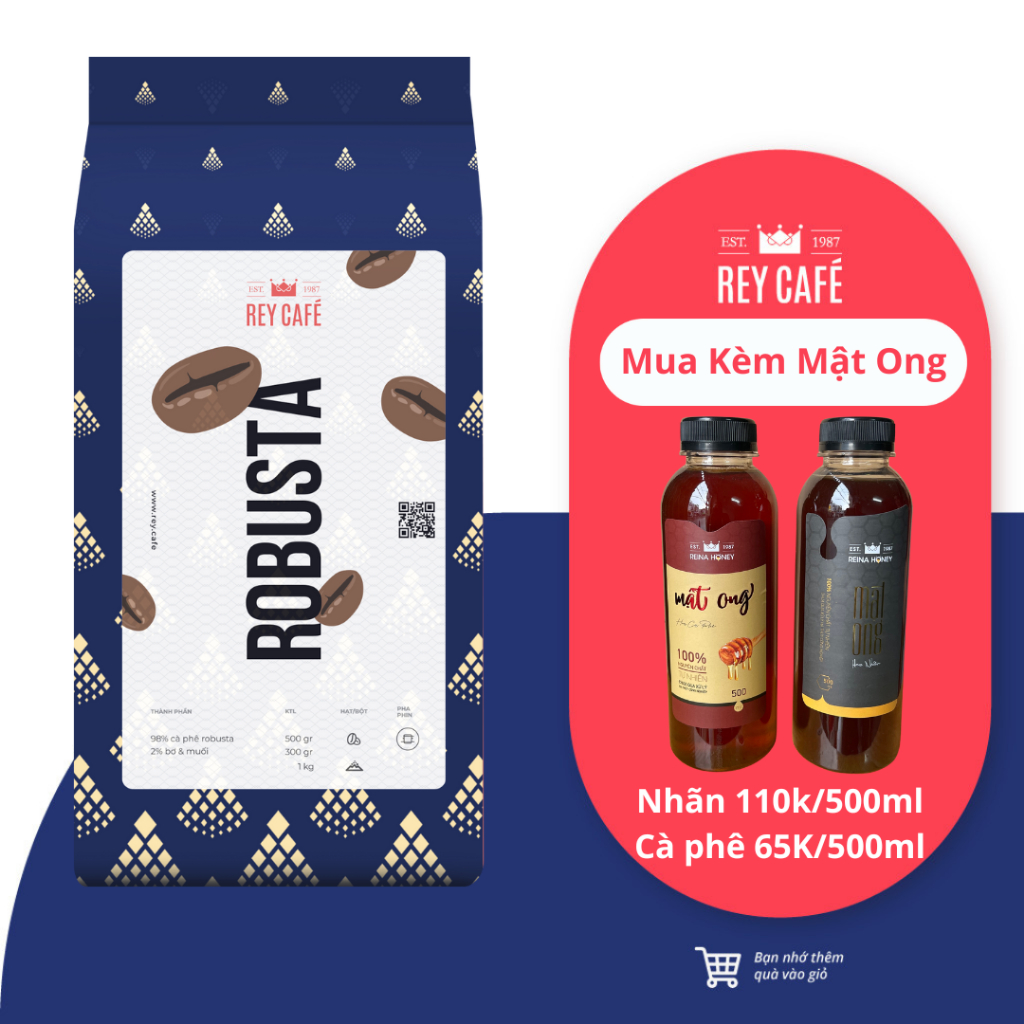 ピュアバターローストロブスタコーヒー - フィルターブリュー - レイカフェブランド - 500gr - 丸ごと豆