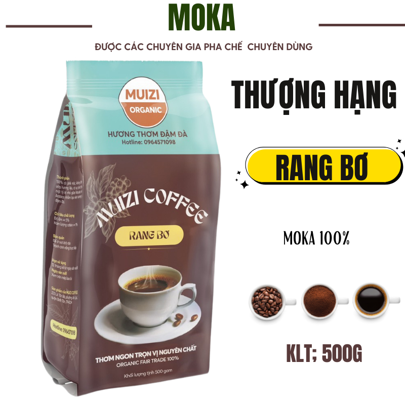 純粋なコーヒー豆、100% プレミアム MOKA ローストバター (500G) - 前処理された丸ごとの豆