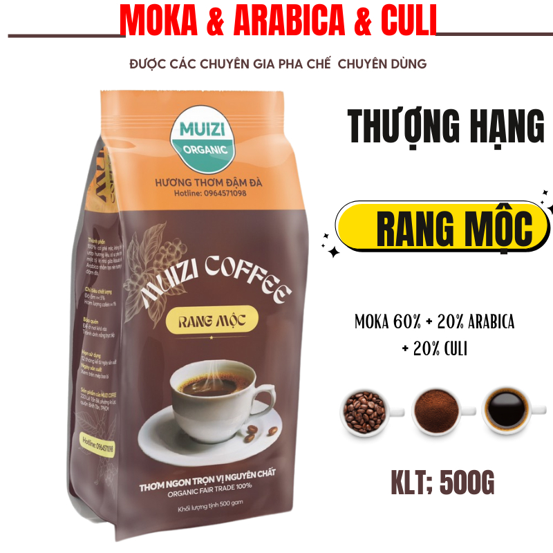 純粋なコーヒー豆、ロースト MOKA 60% + 20% ARABICA + 20 CULI プレミアムグレード (250G) - 前処理された丸豆