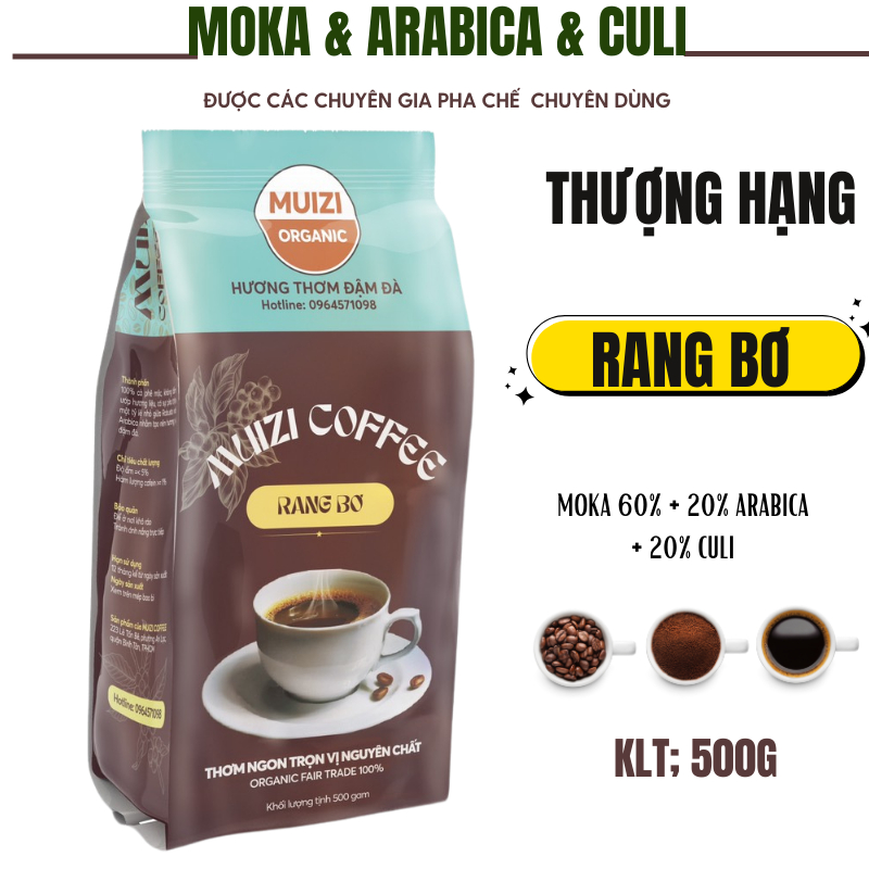 純粋なコーヒー豆、MOKA バター 60% + 20% ARABICA + 20% CULI でロースト プレミアムグレード (250G) - 前処理された丸豆