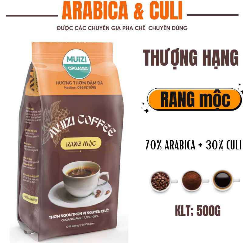 純粋なコーヒー豆、ARABICA ローストモック 70% アラビカ + 30% キュリ (500G) プレミアムグレード - フィルター/マシン用のプレグラインドパウダー