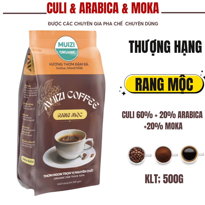 純粋なコーヒー豆、Moc CULI 60% + 20% ARABICA + 20% MOKA プレミアムグレードでロースト (250G) - 前処理された丸豆