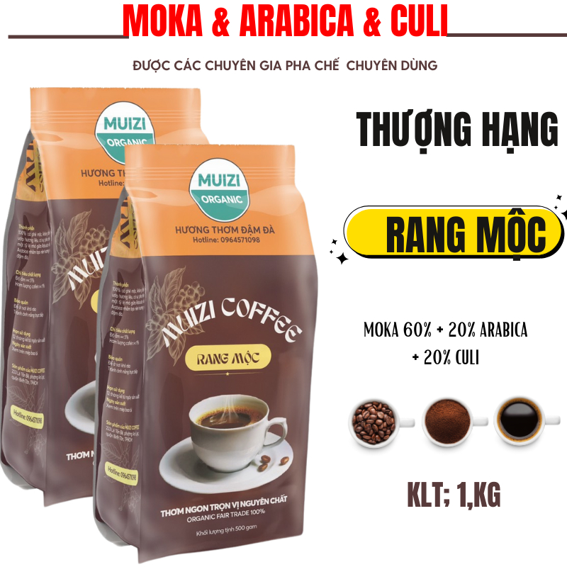 純粋なコーヒー豆、ロースト MOKA 60% + 20% ARABICA + 20 CULI プレミアムグレード (500G) - 前処理された丸豆