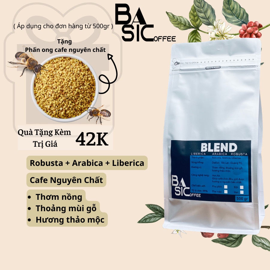 ピュア コーヒー ブレンド リベリカ ロブスタ アラビカ ローストして挽いたモック ベーシック コーヒー ダクラク - 1Kg