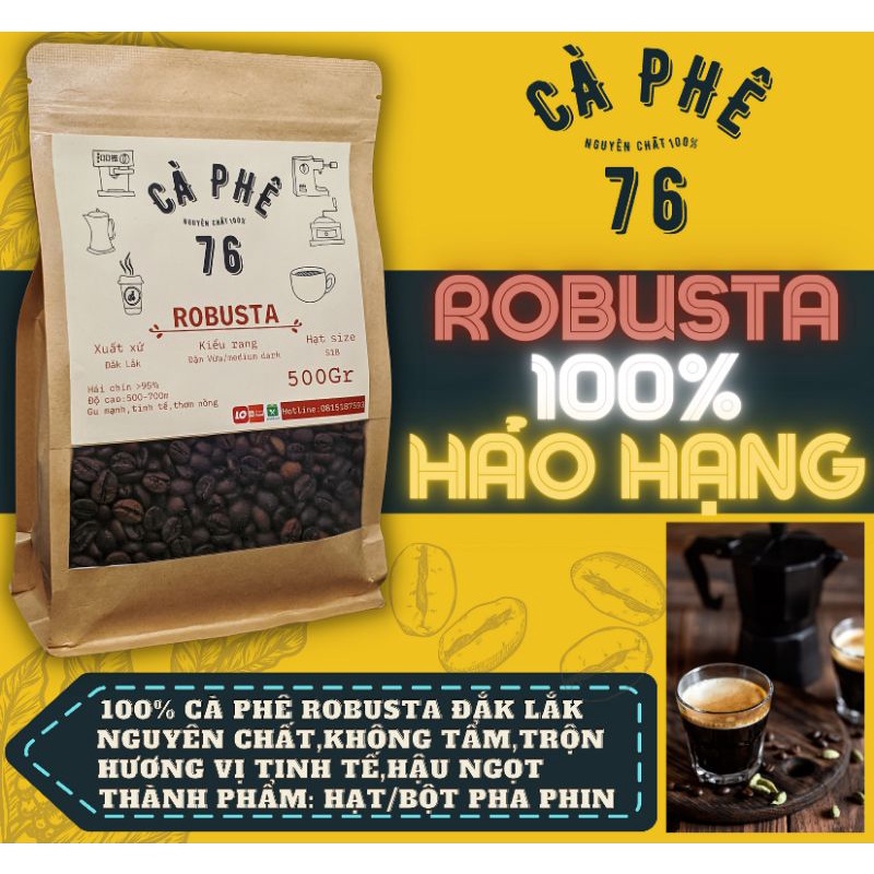 純粋なコーヒー、純粋なダラック ロブスタ コーヒー、焙煎および粉砕、自然な風味、品質なし、おいしい味 - 250gr - すぐに粉砕して機械で淹れることができます