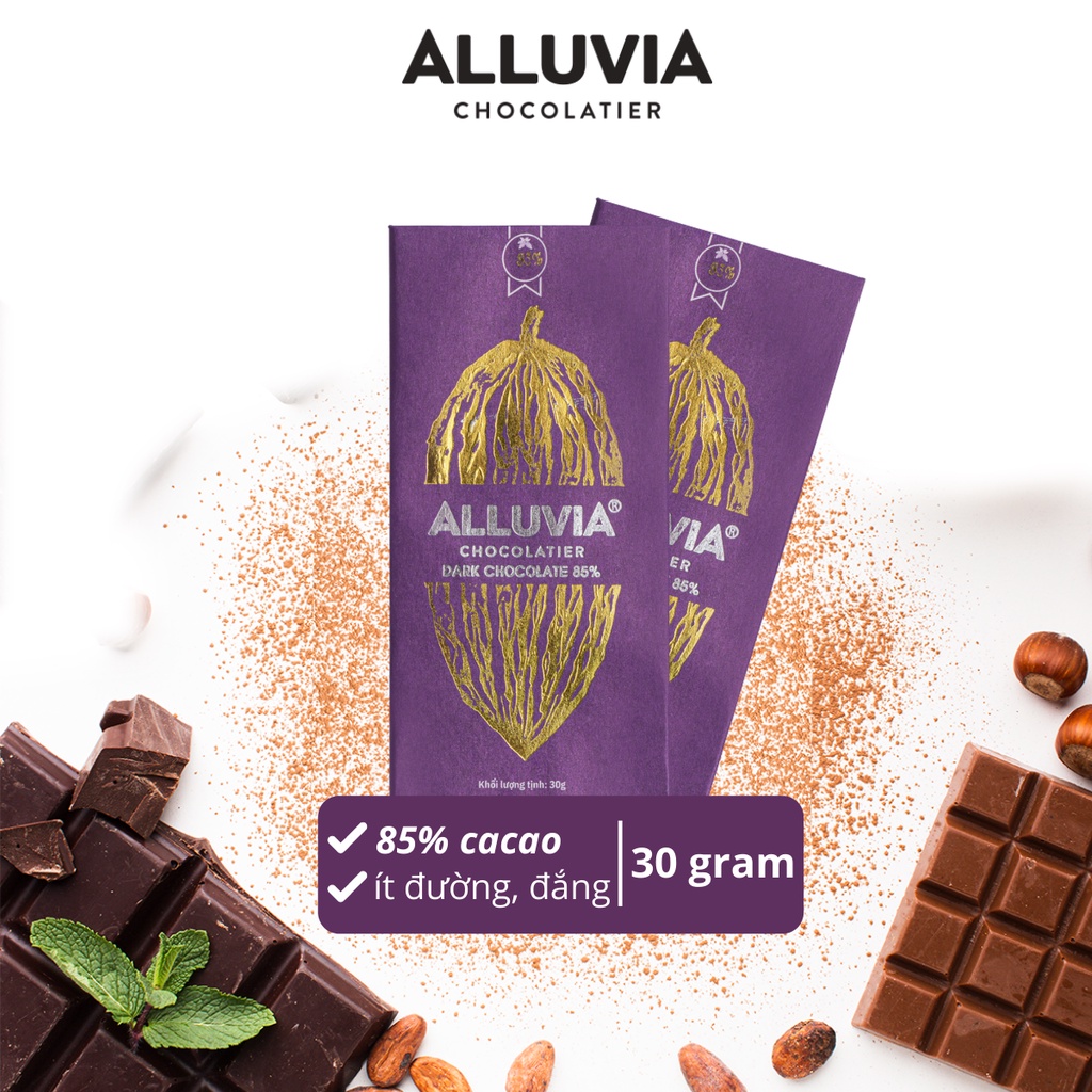 ピュアダークチョコレート 85%カカオ 砂糖少量 30g Alluvia Chocolate