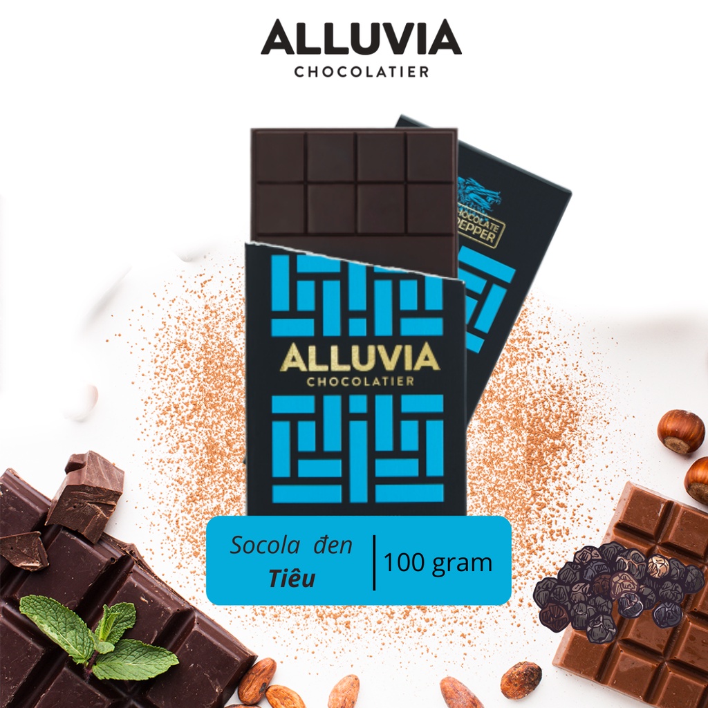 フーコックペッパー風味のピュアダークチョコレート ほんのり甘い 100g Alluvia Chocolate