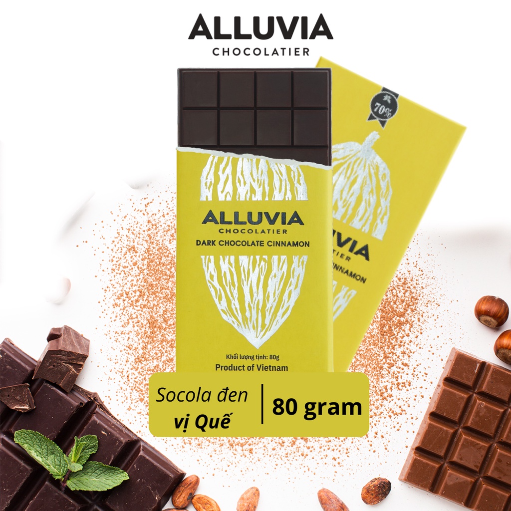 シナモン風味のピュアダークチョコレート ほんのり甘い 80g Alluvia Chocolate