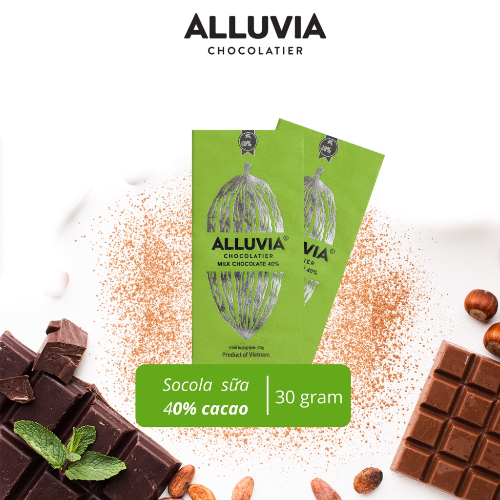 ピュアミルクチョコレート 40%カカオ 30g Alluvia Chocolate