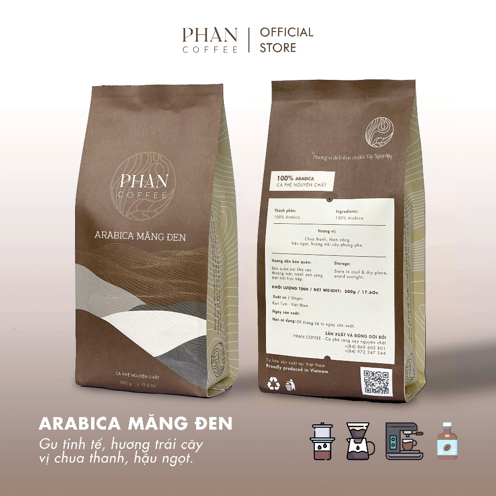 純粋に焙煎した黒タケノコアラビカコーヒー、軽く苦くて酸味があり、コールドブリューフィルターで淹れた - ファンコーヒー - 100gr - 機械用