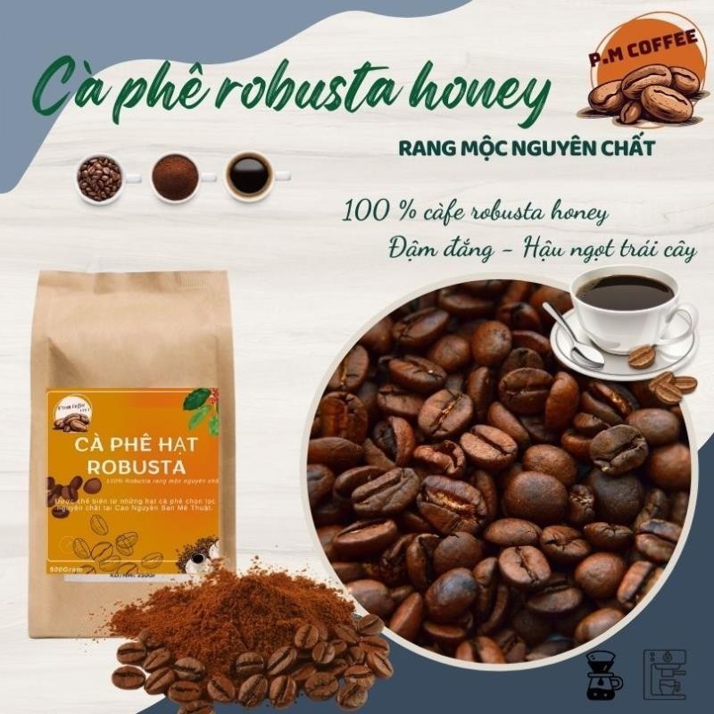 純粋な焙煎ハニーロブスタコーヒー、苦味と甘い後味、フィルターと機械抽出に使用 PMコーヒー - 機械抽出用粉末