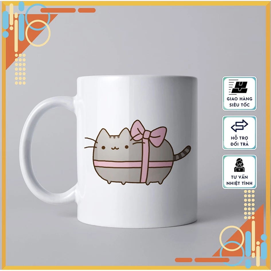 プシーン猫デザイン かわいいセラミックマグカップ - ギフト・日常使いに最適 (Mẫu 08)
